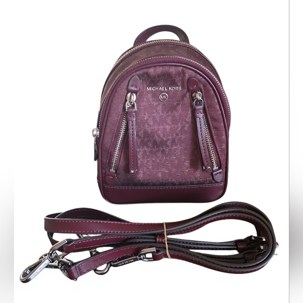 Michael Kors Brooklyn Mini Burgundy Backpack In EUC